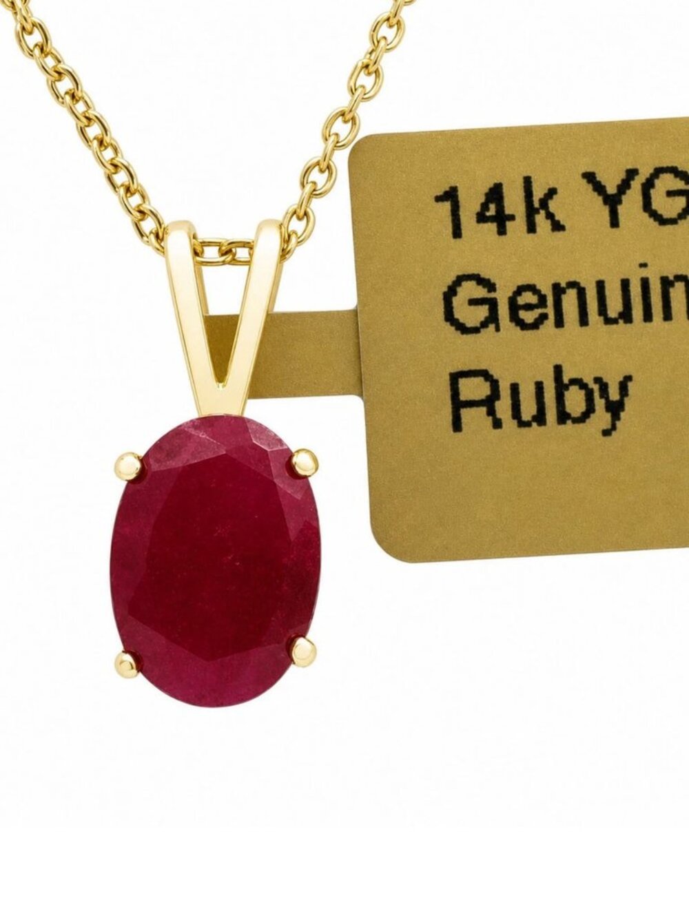 Genuine 1.38 Cts Ruby Pendant 14k Yellow Gold